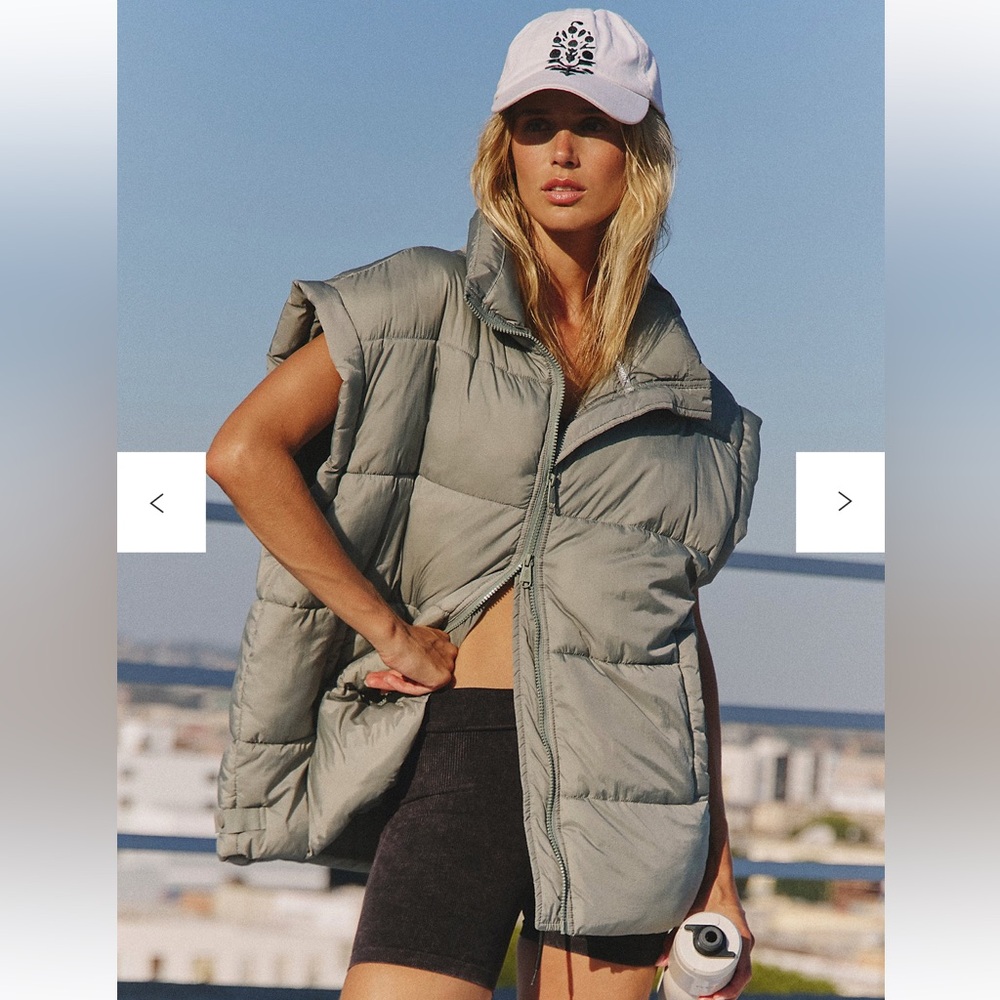 FP Movement In A Bubble Puffer Vest in Greyed Olive